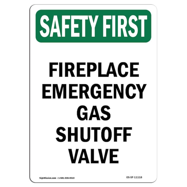 OSHA, 24" Height, Decal, 24" x 18", Portrait, Fireplace Emergency Gas Shutoff Valve, Made in USA